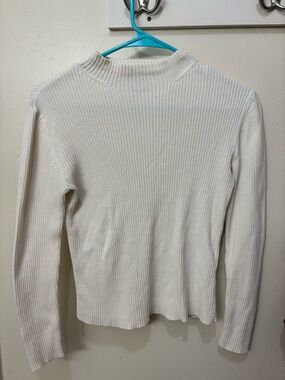Nordstrom Cream Ribbed Mock Neck Sweater